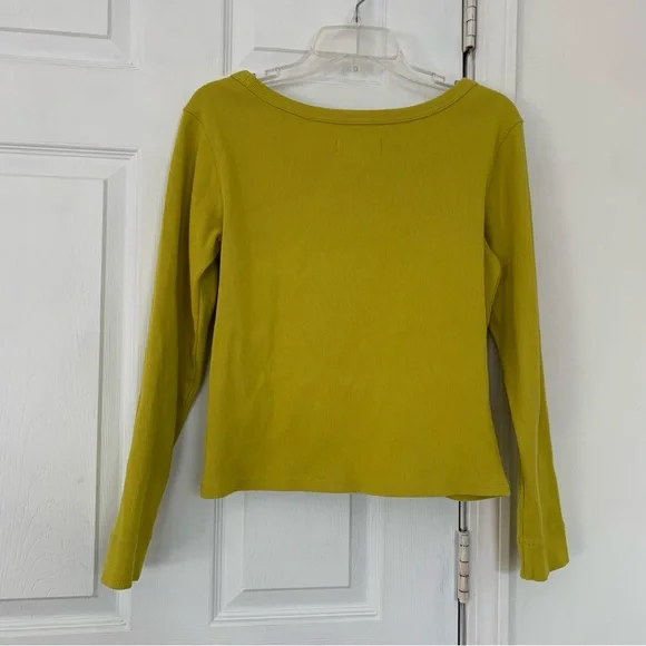 Everlane The Long-Sleeve Ribbed Scoop-Neck Tee in Key Lime S - Picture 7 of 8